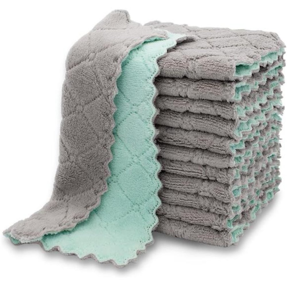 12 Pack Kitchen Cloth Dish Towels, Premium Dishcloths, Super Absorbent Coral